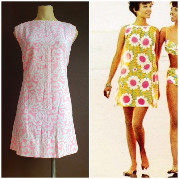 Vintage Dresses & Skirts - Vintage 60s Pink and White Sleeveless Mini Dress